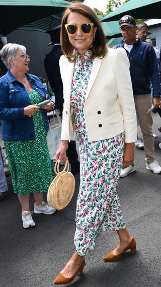 Carole Middleton attends day four of the Wimbledon Tennis Championships at the All England Lawn Tennis and Croquet Club on July 04, 2024