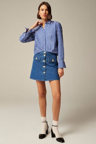 J.Crew Button-Front Denim Mini Skirt