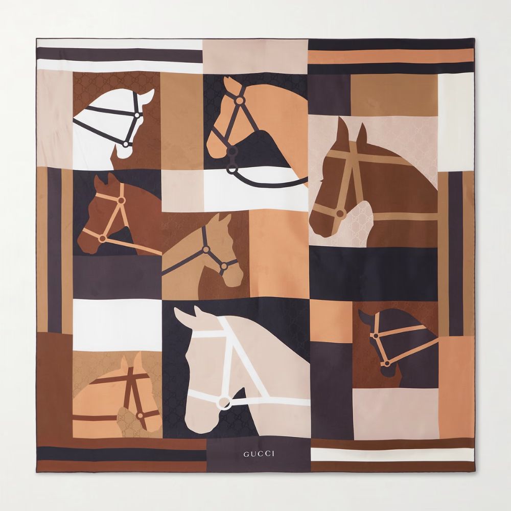 Gucci Equestrian Printed Silk-Twill Scarf