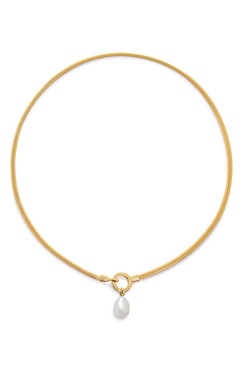 Nura Pearl Pendant Snake Chain Necklace