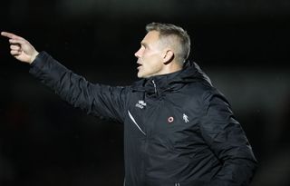 Walsall manager Matt Taylor gives instructions during the Papa John's Trophy match between Northampton Town and Walsall at Sixfields on October 05, 2021 in Northampton, England. (Photo by Pete Norton/Getty Images)