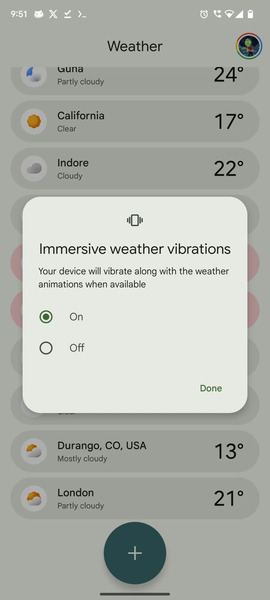 Pixel Weather Immersive Weather Animations feature