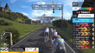 In app MyWhoosh footage of racers competing in a virtual world