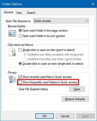 Remove frequently used folders in Quick access