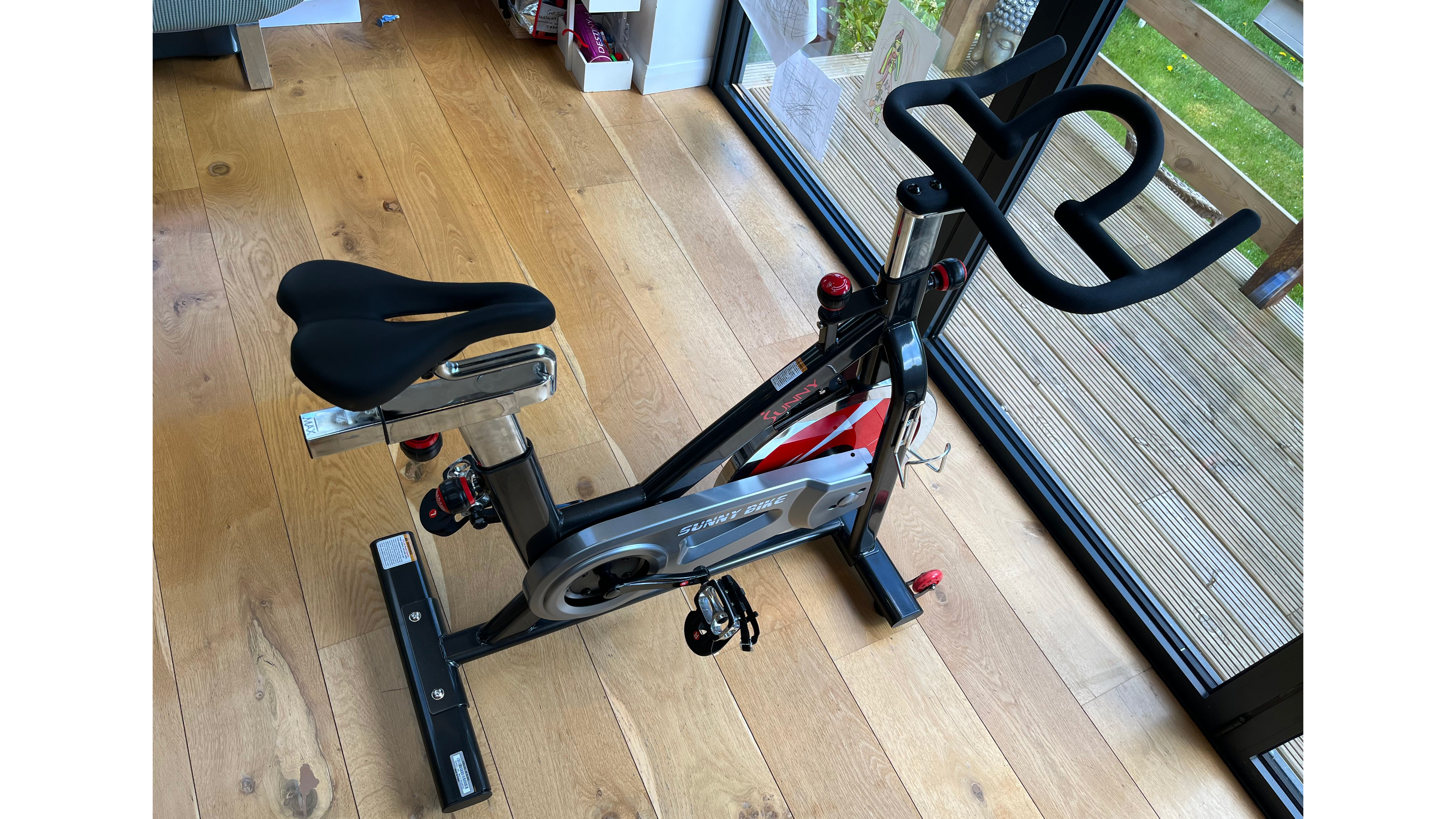 Sunny Health & Fintess SB1002 bike being tested in a home setting