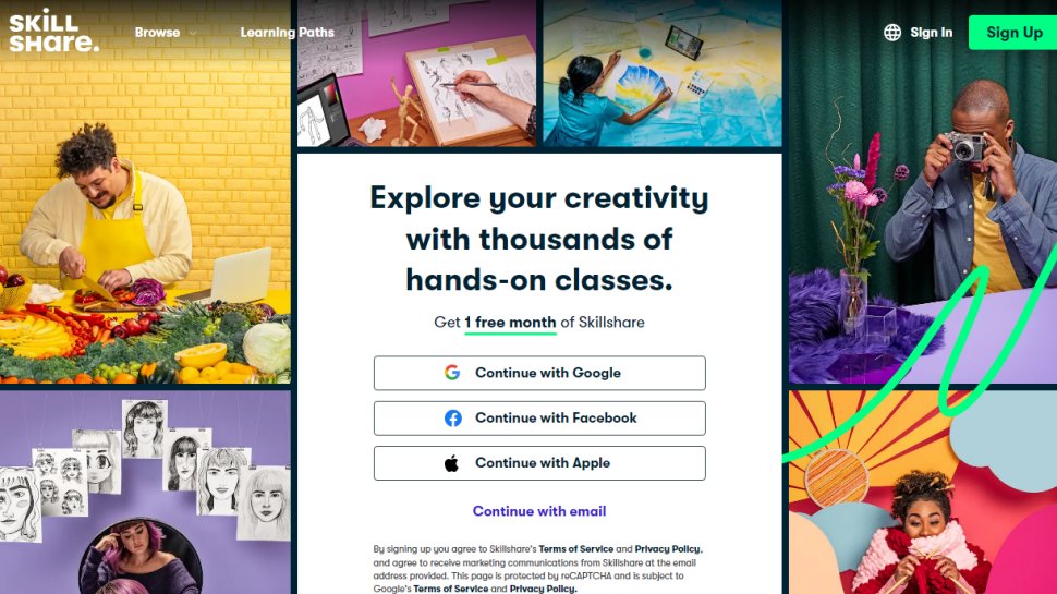 Website screenshot for SkillShare