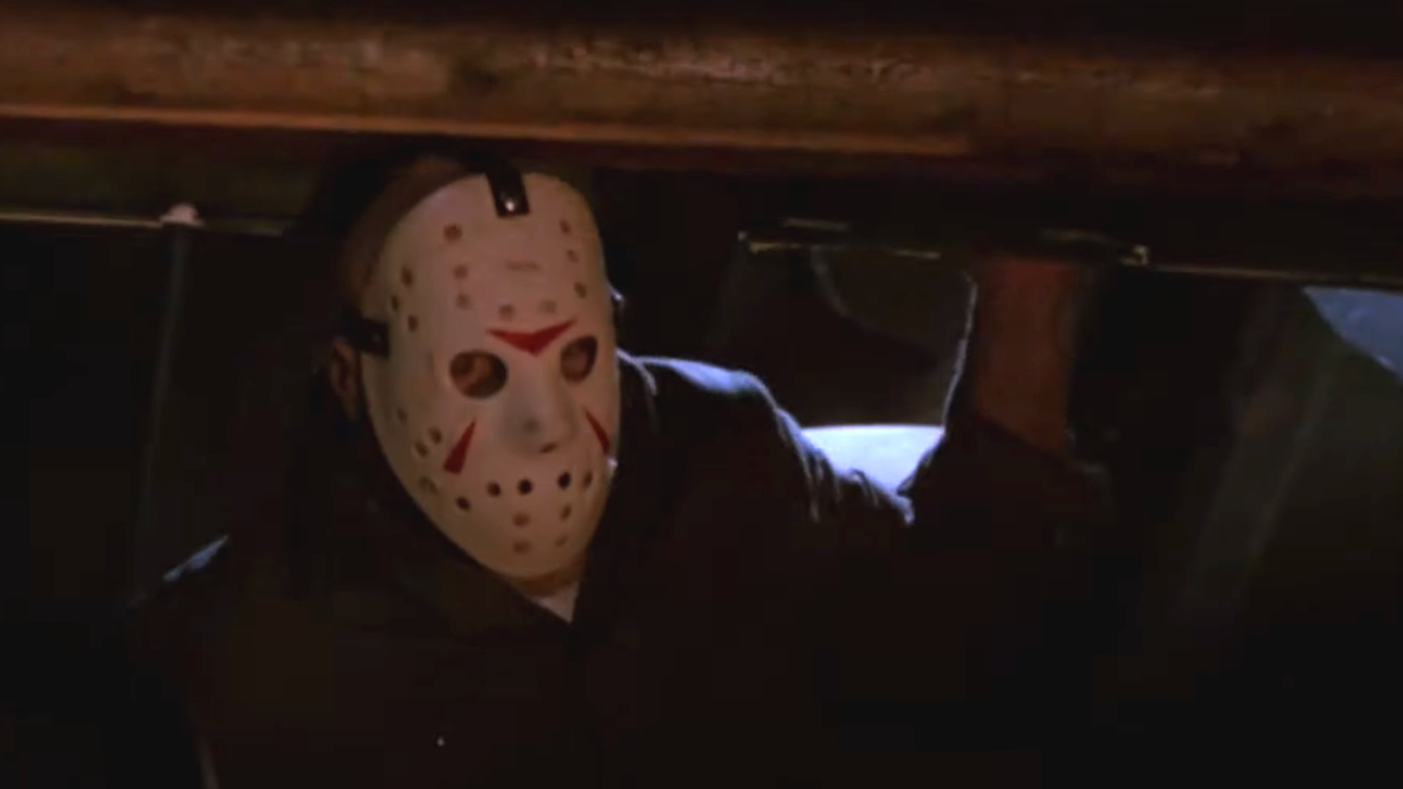 Richard Brooker entering a room as Jason Voorhees in Friday The 13th Part III.