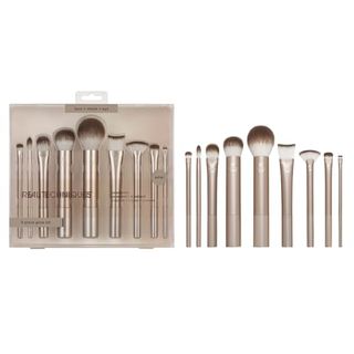 Real Techniques Au Naturale 9-teiliges Make-up-Pinsel-Set, für flüssige Grundierung, Creme und Puder, Lidschatten, Rouge und Kontur, hochwertige Gesichtspinsel, Geschenkset, tierversuchsfrei