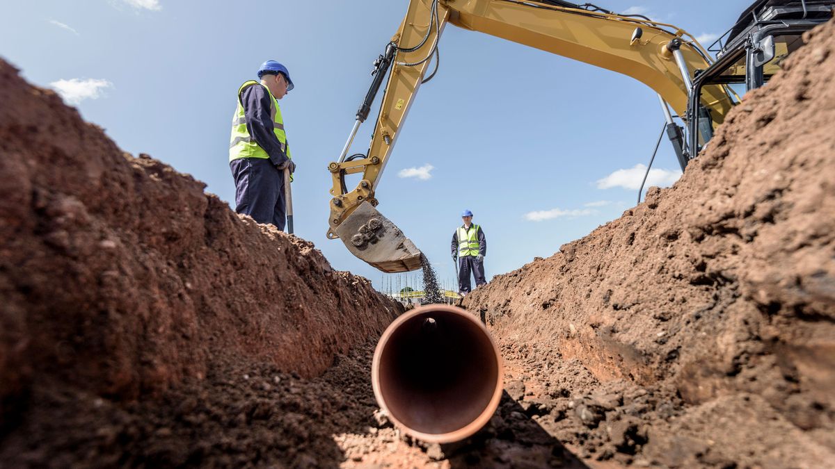 foul drainage pipes being installed