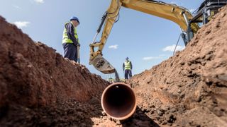 foul drainage pipes being installed