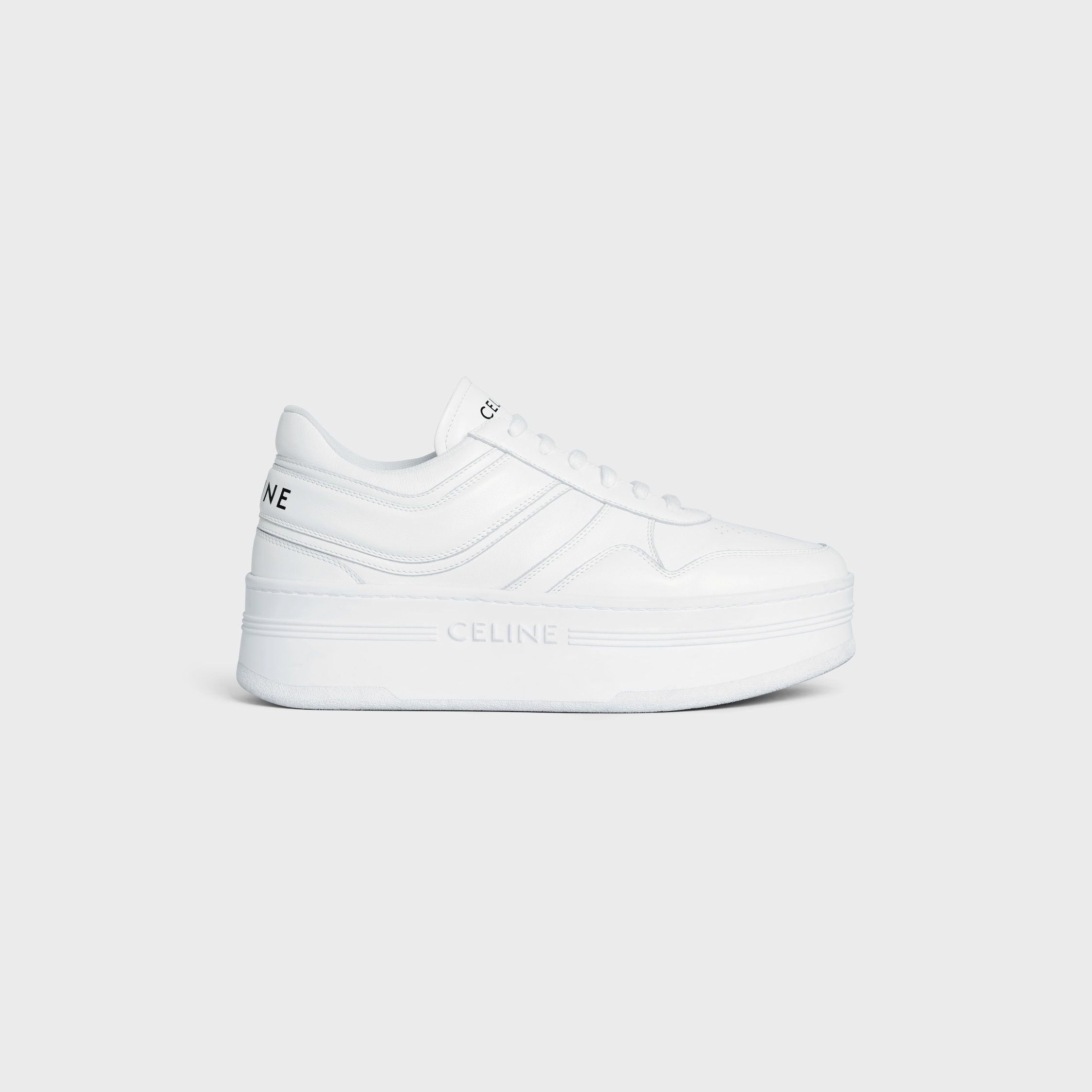 Block Sneakers With Wedge Outsole in Calfskin