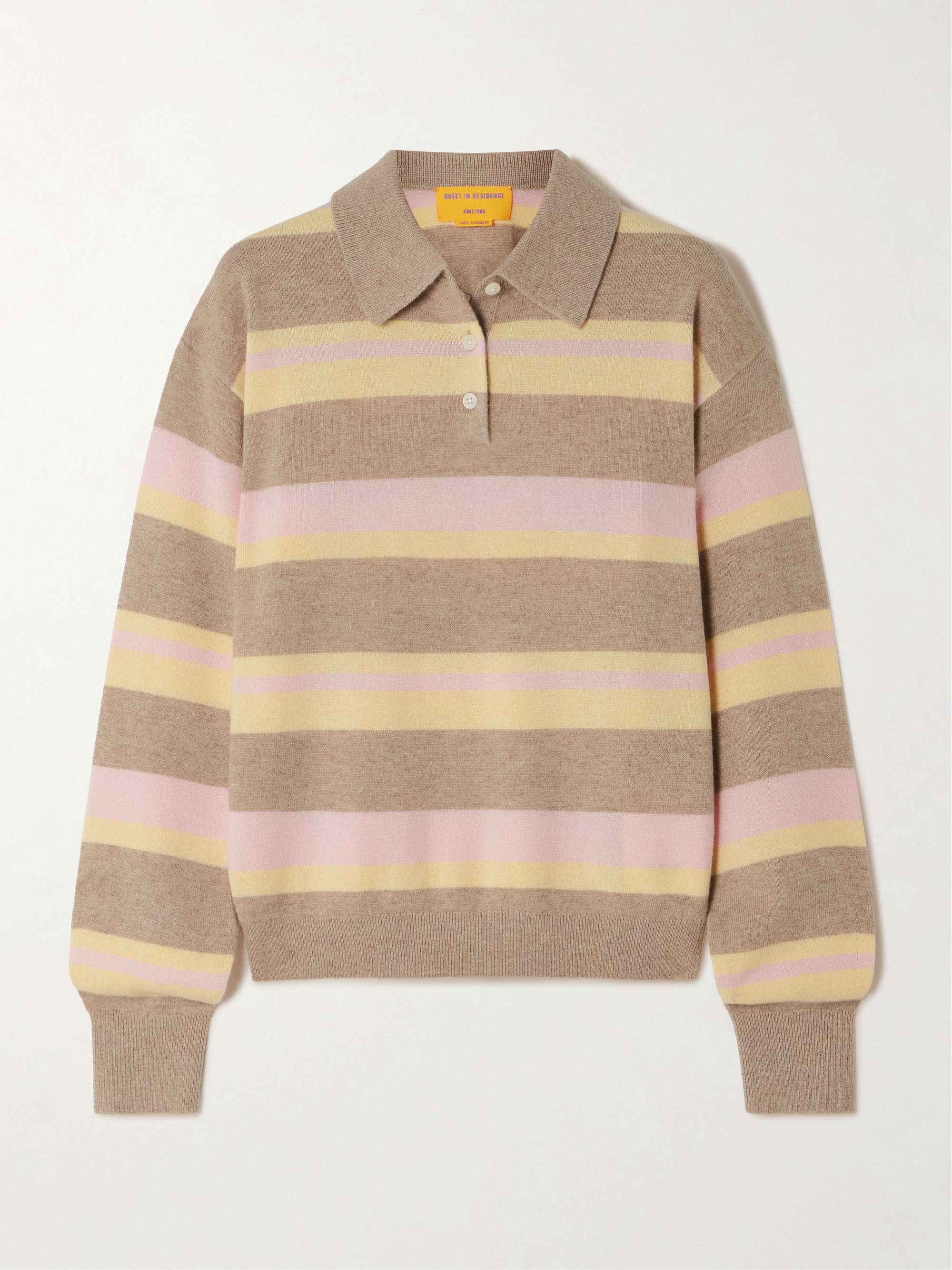 Striped Cashmere Polo Sweater