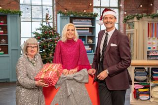  Esme Young, Sara Pascoe and Patrick Grant from The Great British Sewing Bee Christmas special 2022