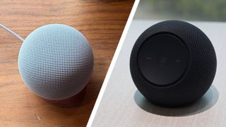 The new Google Home Speaker and Echo Dot Max side by side 