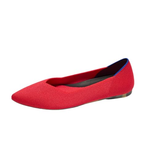 Rothy&#039;s the Point Ii Women&#039;s Slip-On Shoes, Pointed-Toe Flats, Lollipop Red, Made From Recycled Plastic Bottles &amp;amp; Machine Washable, Size 7