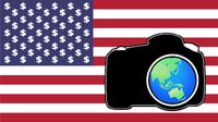 USA flag, with dollar signs replacing stars, with a camera silhouetted on top