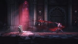 Promotional screenshot of the player fighting a boss in Mandragora: Whispers of the Witch Tree