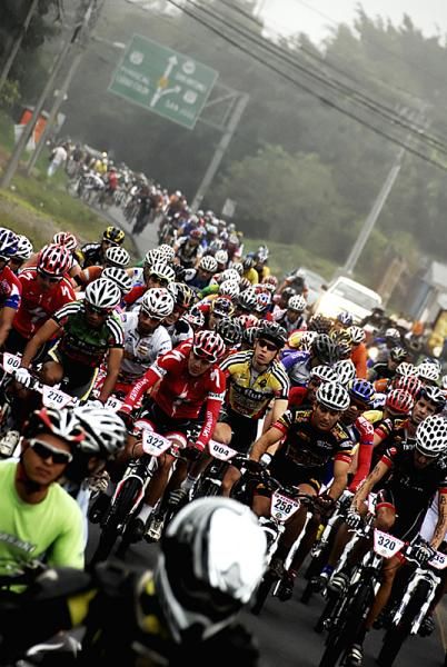 The peloton at the start