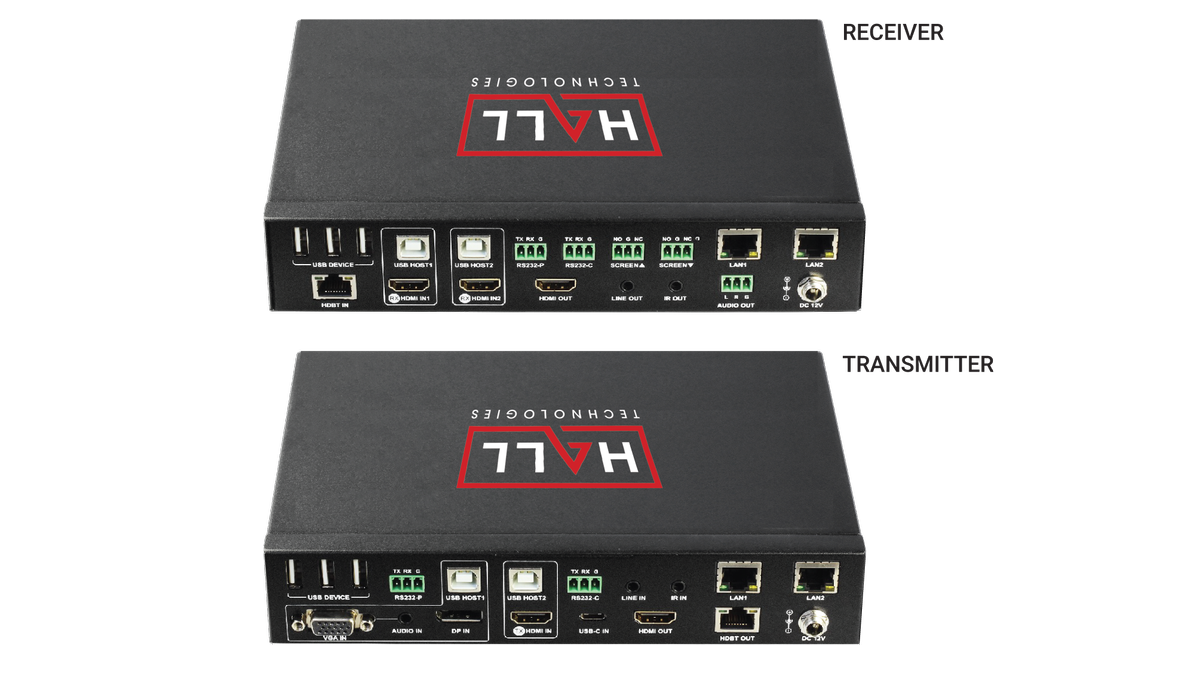 The front and rear view of the new Gemini switcher from Hall Technologies.