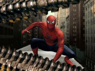 Spider-man on the train top in Spider-Man 2