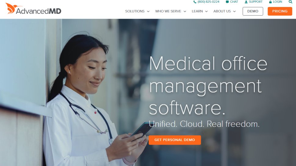 Website screenshot of AdvancedMD EHR (October, 2025)