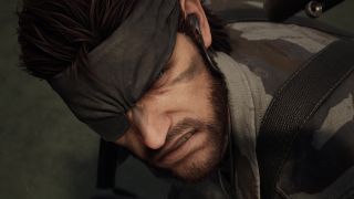 Snake grimaces in Metal Gear Solid Delta: Snake Eater with his eyepatch on