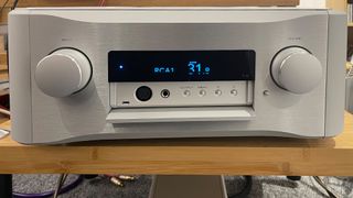 Esoteric F-01/PS-01F stereo amplifier with front control panel exposed