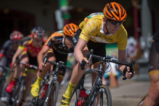 Overall race leader Chad Haga spent as much time as he could tucked into the safety zone provided by his teammates.