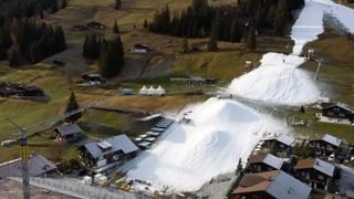 The ski resort of Adelboden with no snow