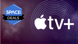 Apple TV+ logo on Space deals background