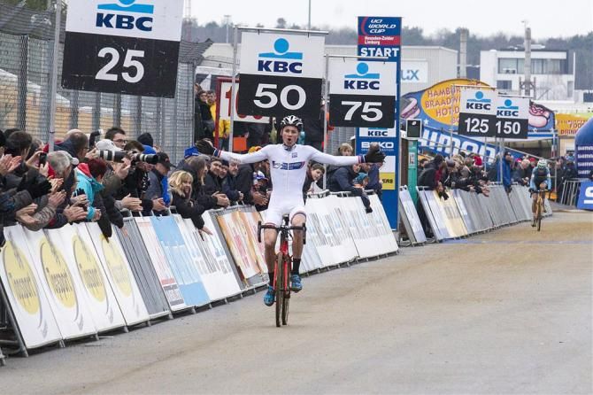 Dutch phenom Mathieu van der Poel wins his third U23 'cross World Cup race of the season at Heusden-Zolder, Belgium