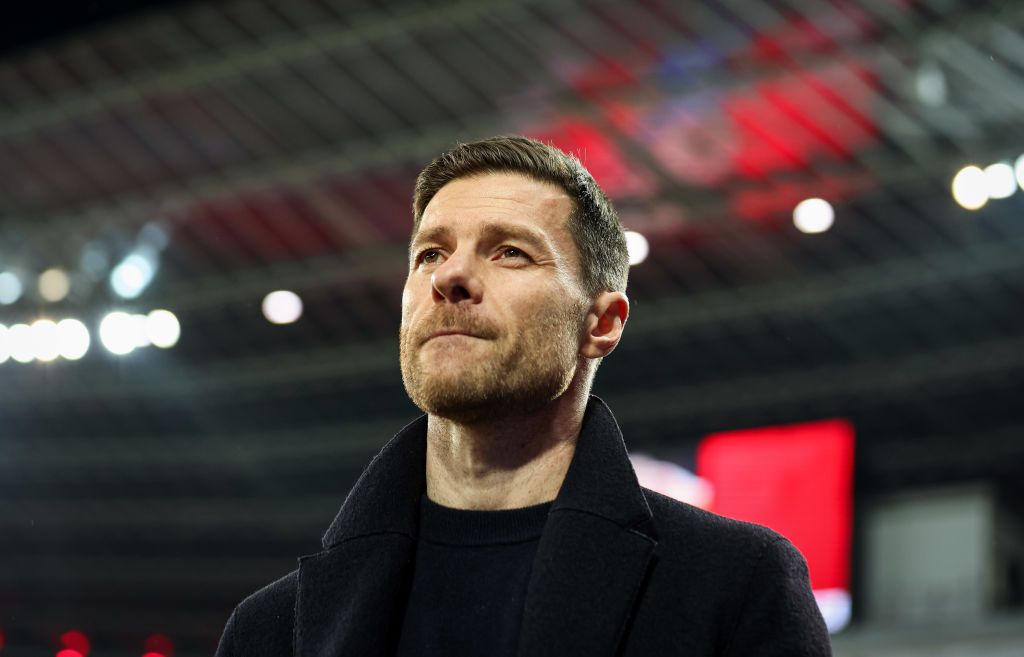 Liverpool target Coach Xabi Alonso of Bayer Leverkusen before the Bundesliga match between Bayer 04 Leverkusen and FC Bayern München at BayArena on February 10, 2024 in Leverkusen, Germany. (Photo by Stefan Matzke - sampics/Corbis via Getty Images)