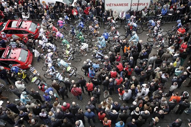 A view of the start of the Amstel Gold Race