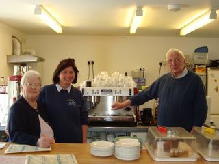 Anne with her mum and dad in the Eureka Cafe