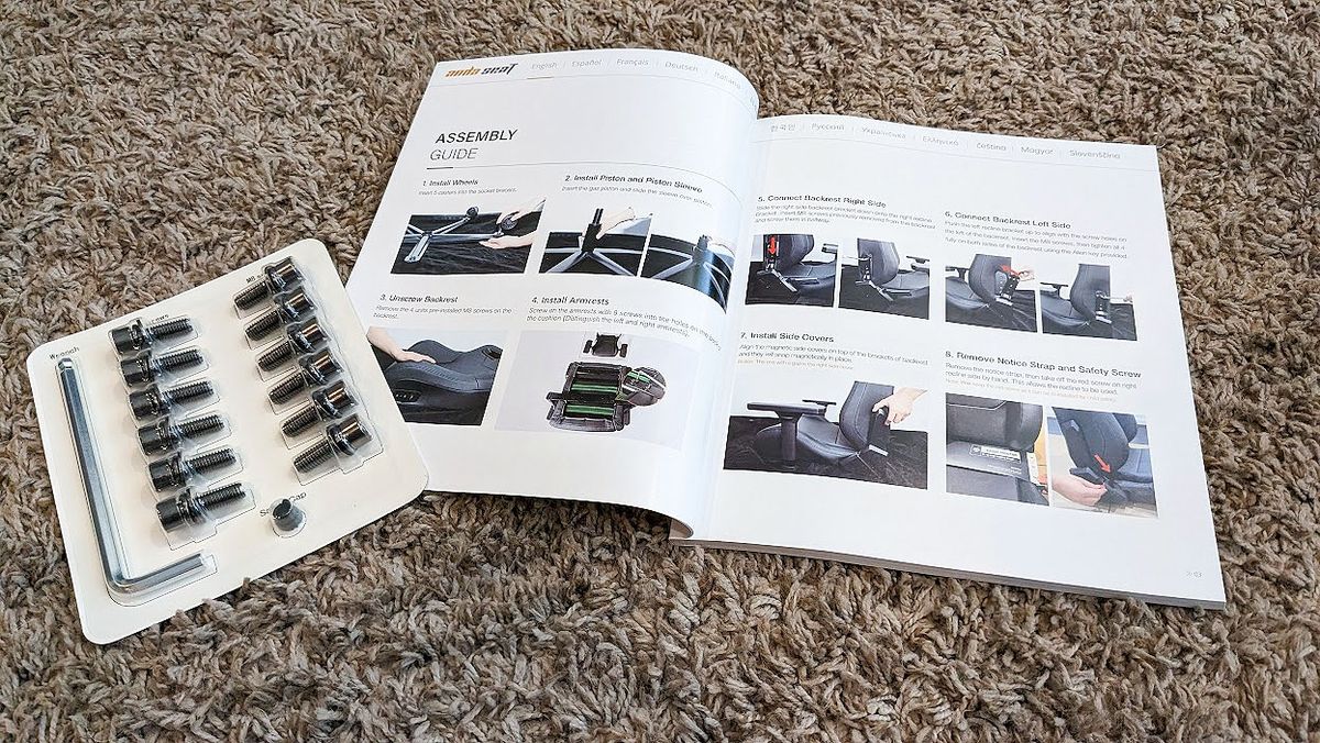 AndaSeat Kaiser Frontier instruction manual and included tools.
