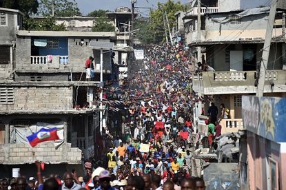 Protesters in Haiti.