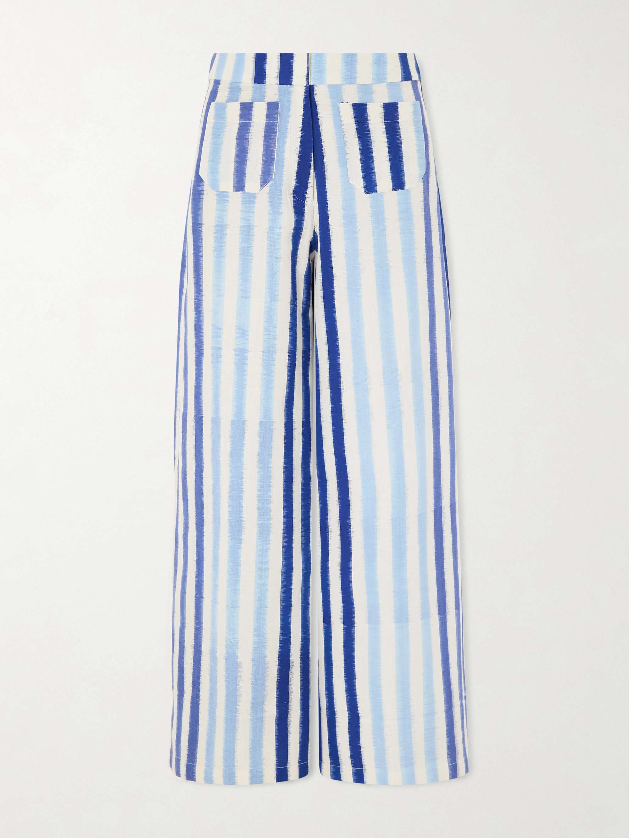 Striped Wide-Leg Cotton Pants