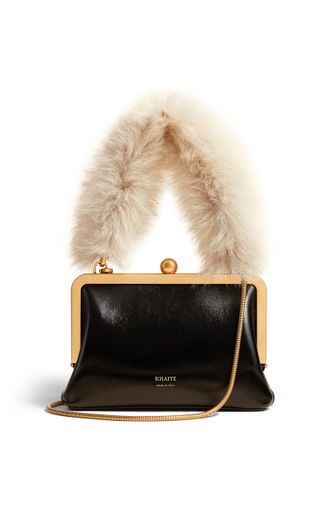 Lilith Small Shearling-Trimmed Leather Bag