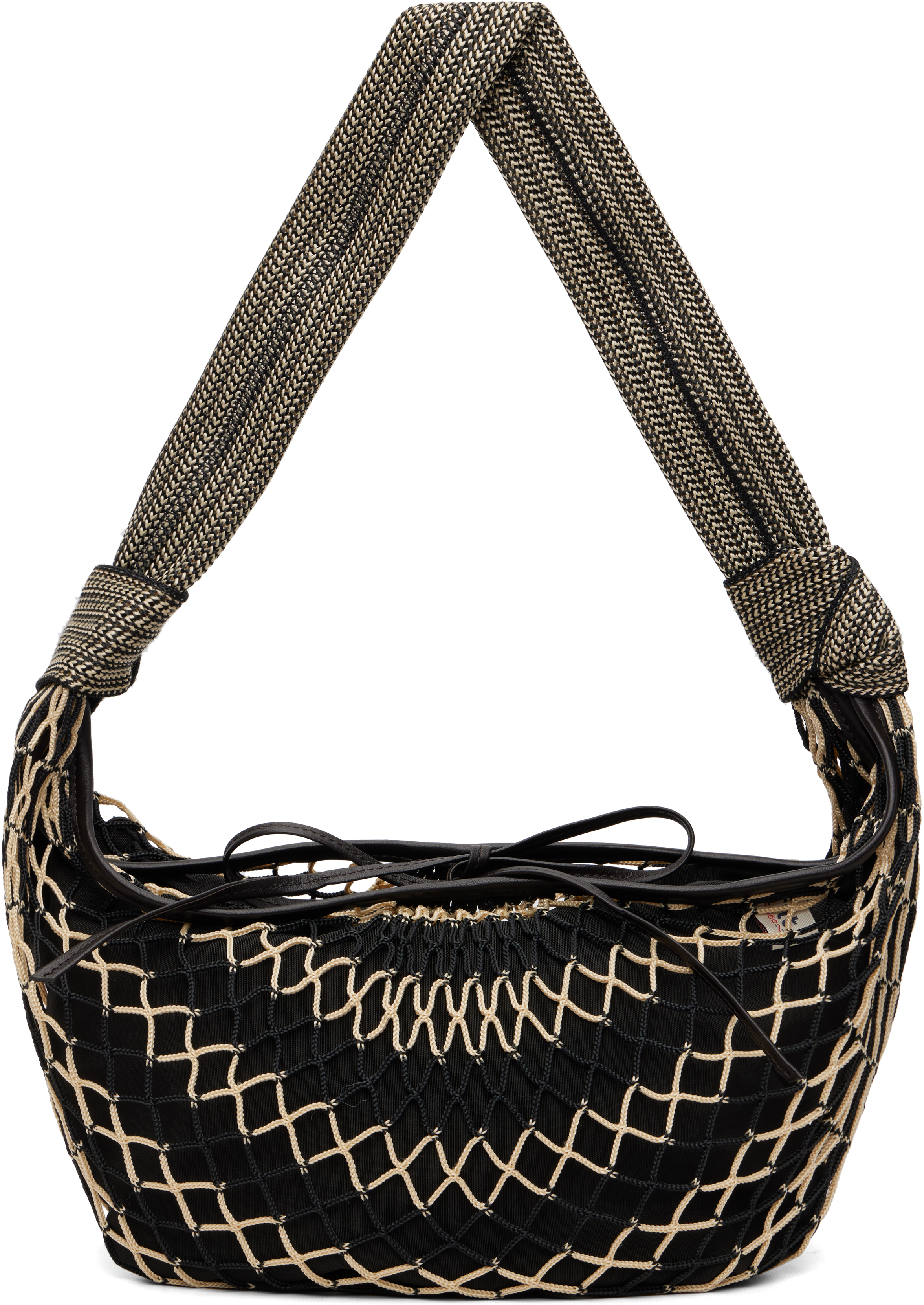 Beige &amp;amp; Black Fortune Croissant Filt Bag