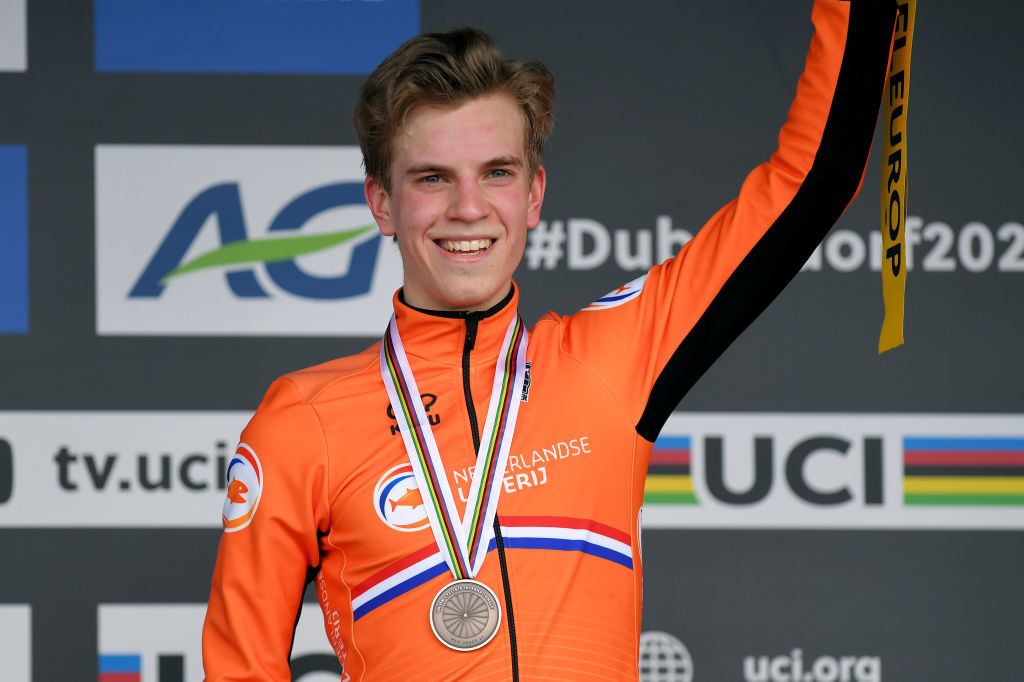 Mees Hendrikx on the podium