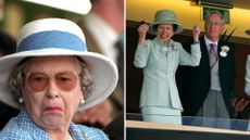 L-R: queen Elizabeth II, Princess Anne both showing hilarious reactions at sporting events
