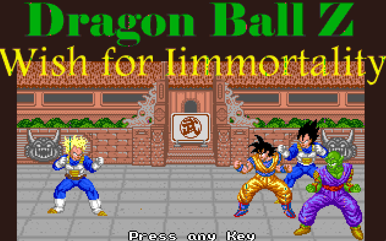 Screenshots from an old Dragon Ball Z fan RPG showing the game and its title screen