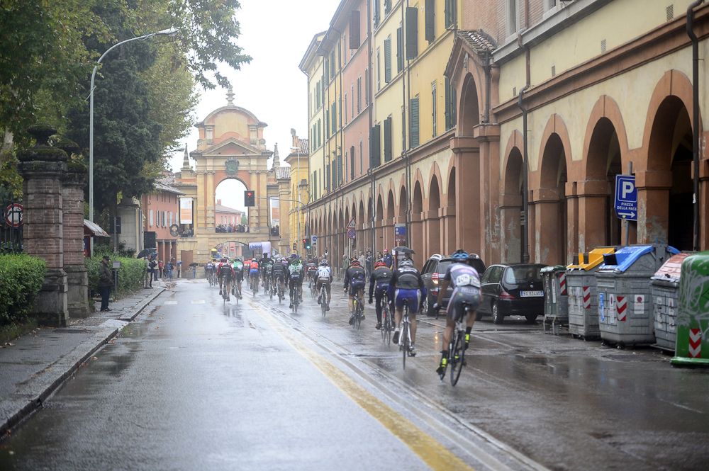 The peloton in action.