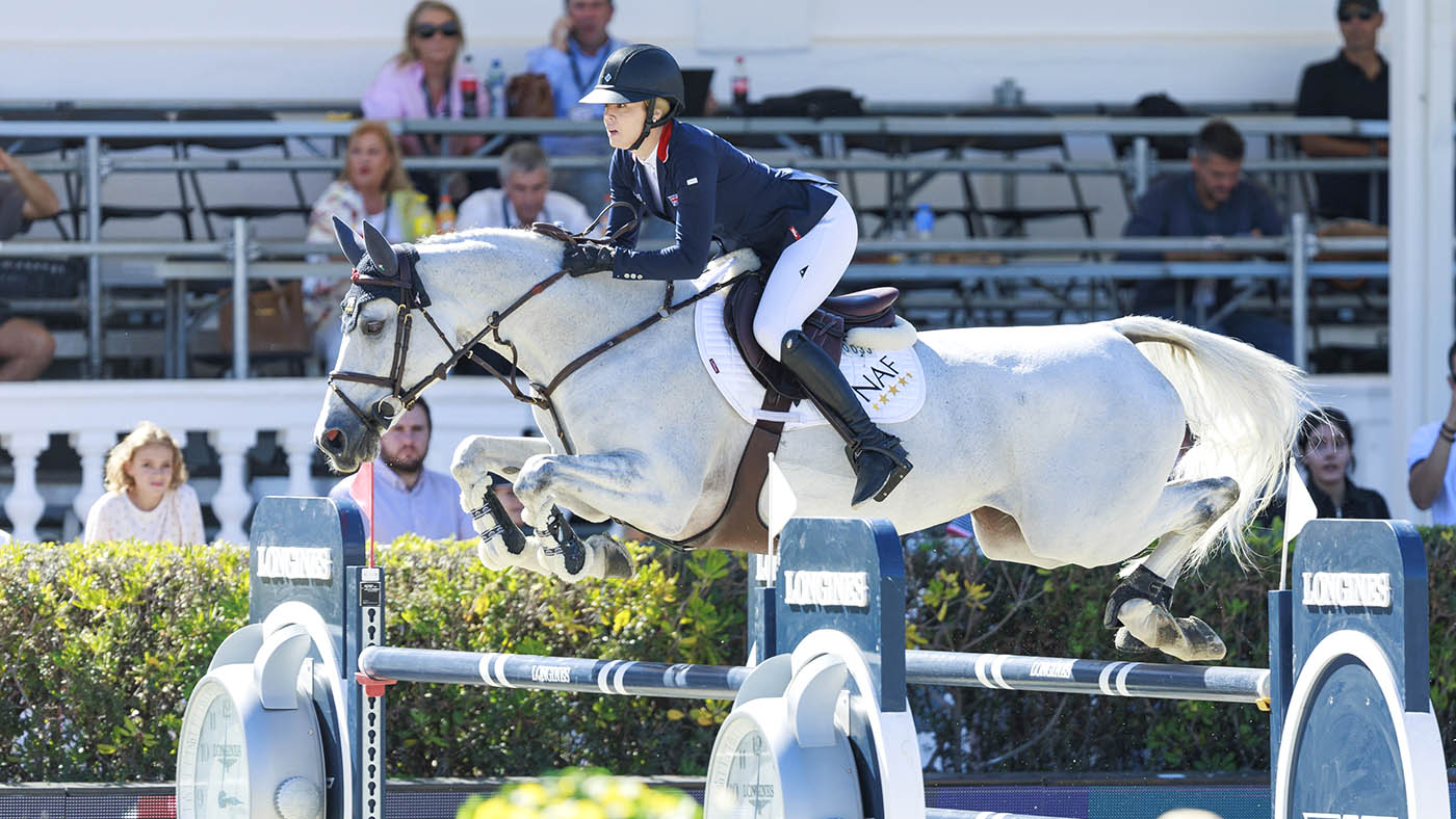 Ellen Whitaker and Equine America Spacecake in action at the Nations Cup Final in Barcelona