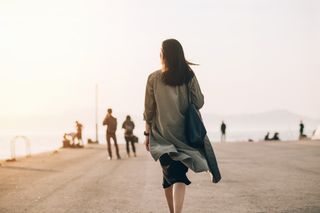 Woman walking on her own