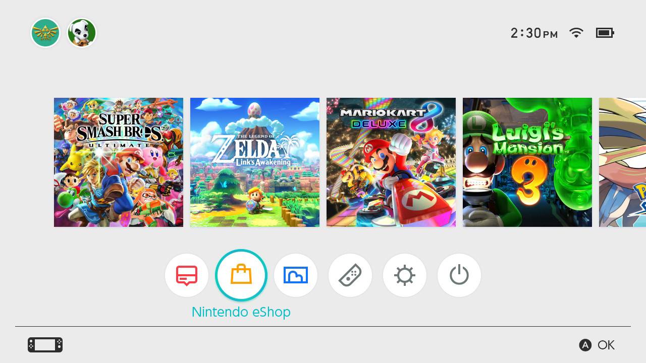 Eshop On Homescreen Switch
