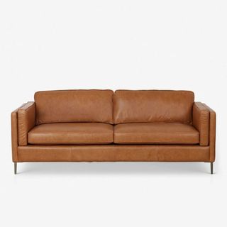 camel colored leather sofa