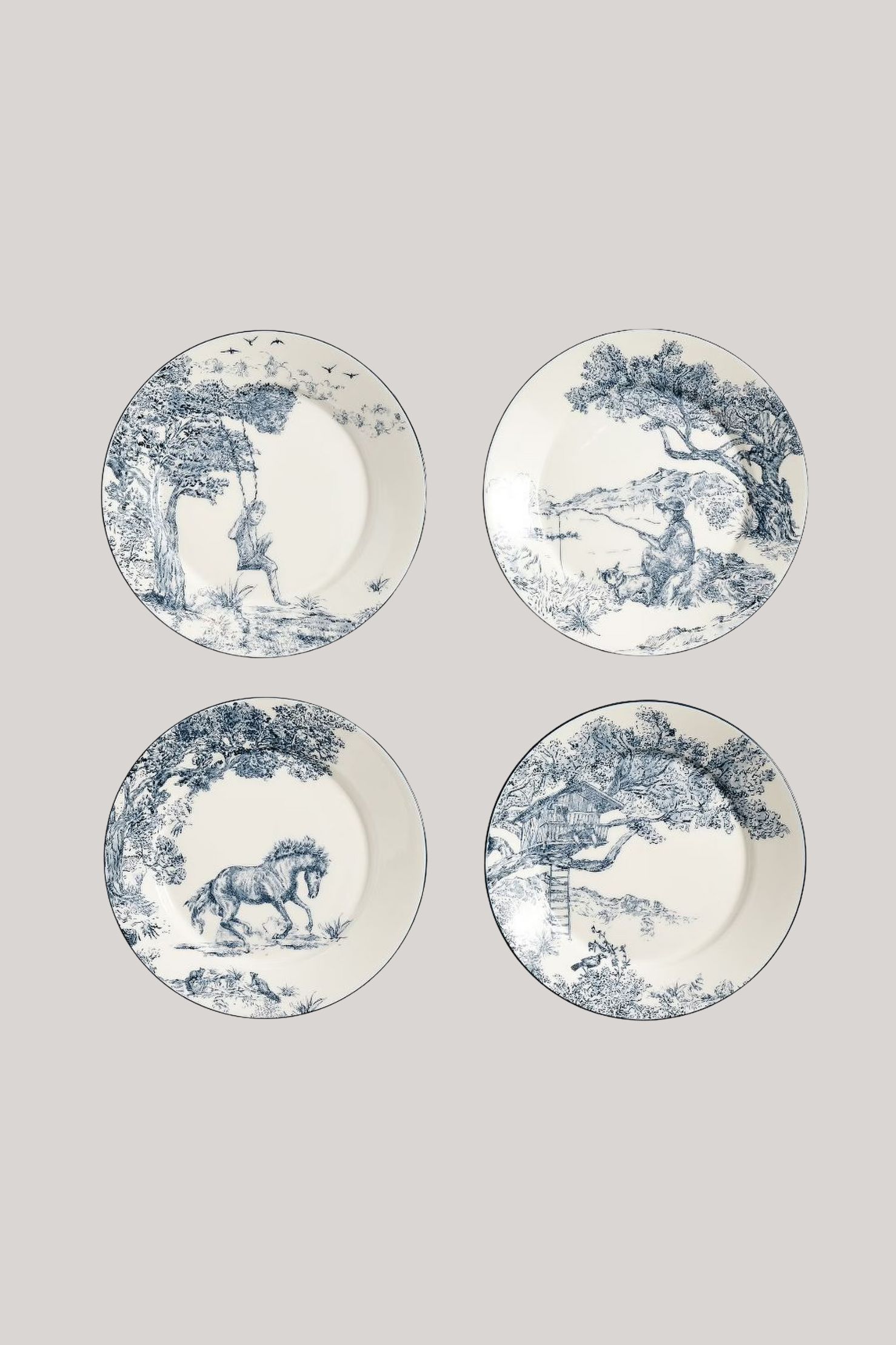 Pottery Barn, Brandon Maxwell Groveland Toile Salad Plates, Set of 4