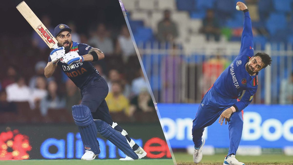 Virat Kohli of India and Rashid Khan of Afghanistan