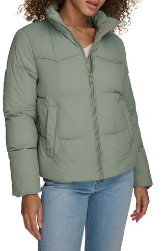 Arcuate Quilted Puffer Coat